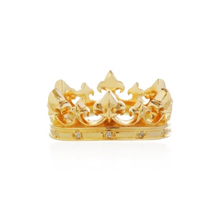 the Golden Westminster Crown ring แหวนเงินแท้ 925 แกะมือขัดเงาพิเศษ ชุบทองคำแท้ 24 กะรัต ประดับคริสตัล