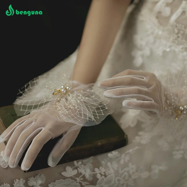 benguna-ถุงมือแต่งงาน-ถุงมือลูกไม้-ประดับมุก-หรูหรา-เครื่องประดับ-สําหรับถ่ายภาพ-ปาร์ตี้-งานแต่งงาน