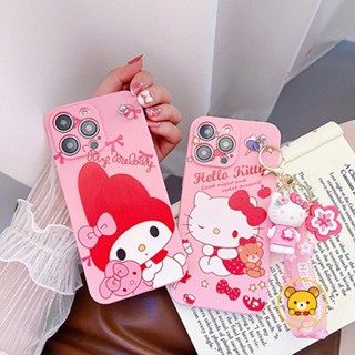 เคสป้องกันโทรศัพท์มือถือ TPU แบบนิ่ม ลายการ์ตูนคิตตี้ มีพวงกุญแจ สําหรับ Samsung Galaxy S23 S22 S21 S20 Plus Ultra S23+ S22+ S21+ S20+ S21 Plus Ultra S21 FE