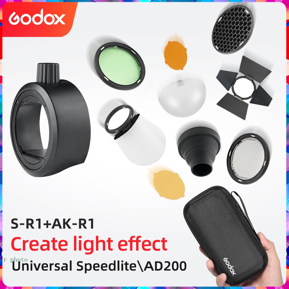 Godox AK-R1 S-R1 ชุดอุปกรณ์กรองแสงแฟลช ลายรังผึ้ง สําหรับ Godox AD200 ...