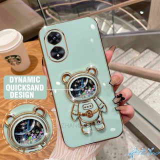 เคส Oppo A17 A17K A96 A95 A57 A76 A74 A55 A15 A15S A94 A93 A9 A5 2020 4G 2022 เคสโทรศัพท์มือถือ มีทรายไหล ลายนักบินอวกาศ 3D หรูหรา สําหรับ