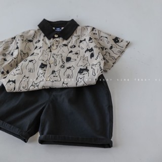พร้อมส่ง ลดกระหน่ํา ใหม่ เสื้อเชิ้ตแขนสั้น ผ้าฝ้าย ลายแมวน่ารัก ระบายอากาศ สไตล์เกาหลี ญี่ปุ่น โมริ อินเทรนด์ ฤดูร้อน สําหรับเด็กผู้ชาย