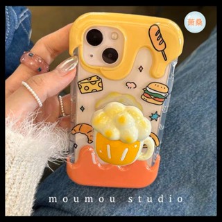 [Xiao Sang] เคสโทรศัพท์มือถือแบบใส พร้อมขาตั้ง สามมิติ สําหรับ Apple Iphone 14promax 13 11