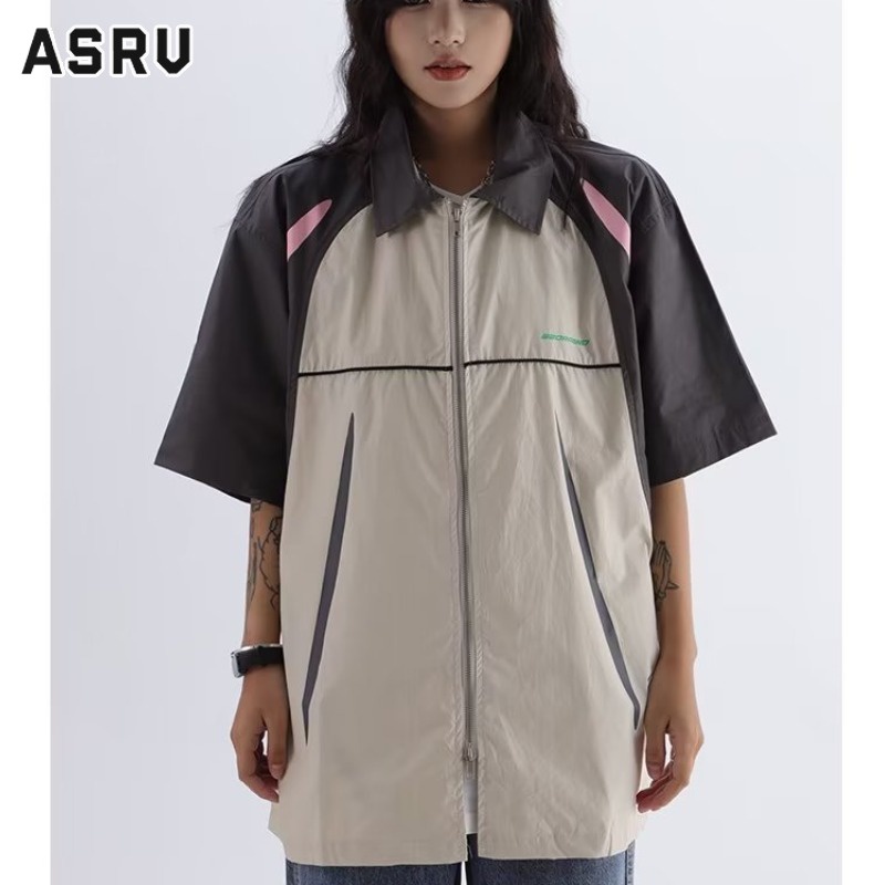 asrv-เสื้อเชิ้ตแขนสั้นสไตล์อเมริกันสไตล์อเมริกันออกแบบความรู้สึกเฉพาะเสื้อโปโล