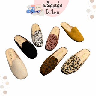 คุ้มที่สุด! พร้อมส่ง  นิ้ว 35-40 รองเท้าแตะ หนังกลับ แบบสวม เปิดส้น A10 C10