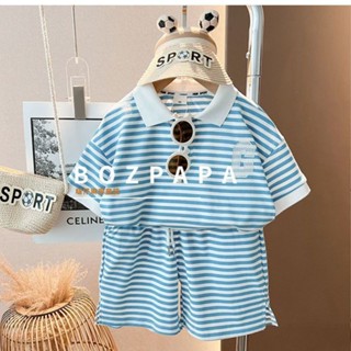 พร้อมส่ง ลดกระหน่ํา ชุดเสื้อสูท ผ้าฝ้าย ลายทาง น้ําหนักเบา สไตล์เกาหลี ญี่ปุ่น แฟชั่นฤดูร้อน 2023 สําหรับเด็ก