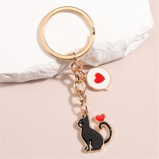 พวงกุญแจ จี้รูปการ์ตูนแมวน่ารัก หัวใจ ฟองอากาศ เครื่องประดับ สําหรับผู้หญิง คู่รัก กระเป๋าถือ เครื่องประดับ กุญแจรถ DIY