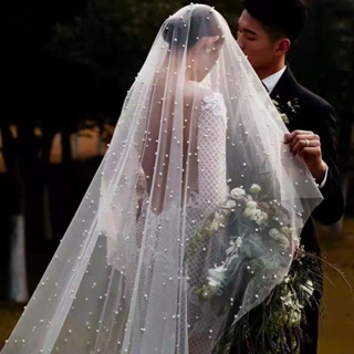 ผ้าโพกศีรษะ ประดับลูกปัดไข่มุก สําหรับเจ้าสาว งานแต่งงาน