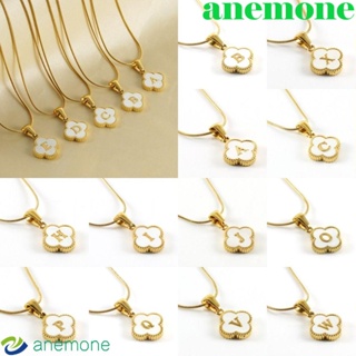 Anemone สร้อยคอโซ่สเตนเลส จี้รูปตัวอักษร 26 ตัว รูปงู ใบโคลเวอร์ เครื่องประดับแฟชั่น