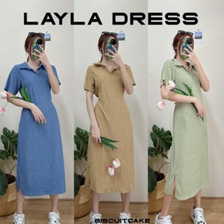 BKL พร้อมส่ง JU2101 LAYLA DRESS เดรสยาวคอปกผ่าข้าง ผูกเอวหลัง ผ้ายืดใส่สบาย มีปลายทาง ชุดไปทะเล เดรส เสื้อยืด ชุดเซ็ท