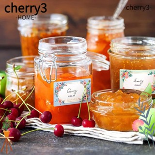 Cherry3 สติกเกอร์ฉลาก ลายดอกไม้ มีกาวในตัว สําหรับติดตกแต่งขวดซอส ในตู้เย็น 250 500 ชิ้น