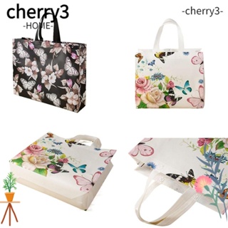 Cherry3 กระเป๋าช้อปปิ้ง พิมพ์ลายดอกไม้ ใช้ซ้ําได้ แฟชั่นสร้างสรรค์ สําหรับผู้หญิง