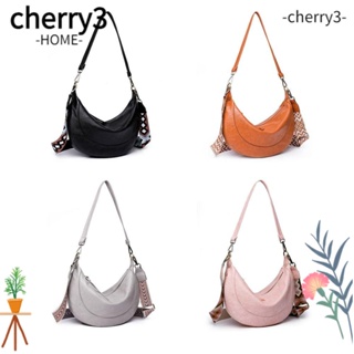 CHERRY3 กระเป๋าสะพายข้าง หนังเทียม สไตล์วินเทจ พร้อมสายคล้องปรับได้ สําหรับผู้หญิง