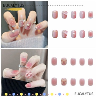 EUTUS Short Round Artificial Press On Nails Nail Tips Manicure Tool Full Cover Butterfly