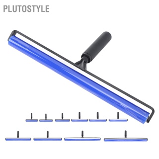 PLUTOSTYLE ลูกกลิ้งกำจัดฝุ่นแบบคงที่ Super Sticky Blue Silicone Soft Static Action Cleaner Roller พร้อมด้ามจับสีดำ
