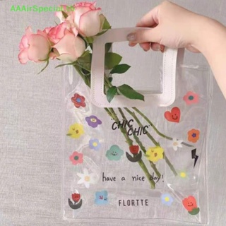 Aaairspecial กระเป๋า PVC แบบใส ลายดอกไม้ สไตล์เกาหลี ญี่ปุ่น สําหรับผู้หญิง