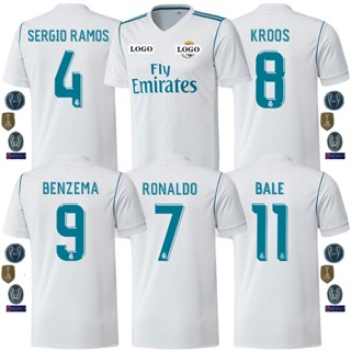 เสื้อกีฬาแขนสั้น ลายทีมชาติฟุตบอล Real M ronaldo benzema 17 18 ชุดเหย้า สไตล์เรโทร สําหรับผู้ชาย