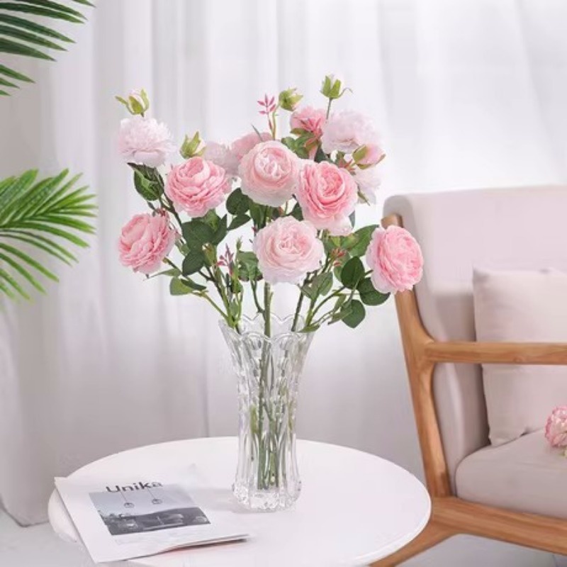 ช่อดอกกุหลาบประดิษฐ์-ผ้าไหม-สีชมพู-สีขาว-3-ดอก-สําหรับตกแต่งบ้าน-ห้องนั่งเล่น-และสวน