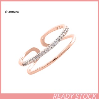 Cx แหวนนิ้วมือ ประดับพลอยเทียม สองชั้น เครื่องประดับแฟชั่น สําหรับผู้หญิง