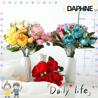 Daphne ช่อดอกกุหลาบประดิษฐ์ 9 ดอก 30 ซม. สไตล์วินเทจ สําหรับตกแต่งบ้าน DIY