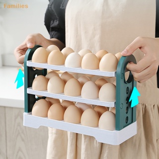 Families&gt; กล่องลิ้นชักเก็บไข่ 3 ชั้น ความจุขนาดใหญ่ 30 ช่อง สําหรับตู้เย็น