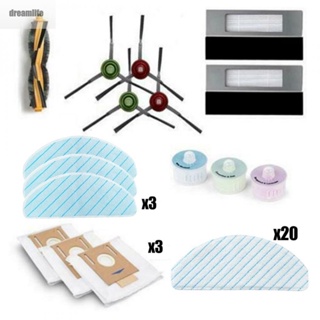 【DREAMLIFE】36x Roller Main Brush Filter&amp;Side Brush Mop Cloth For ECOVACS-Deebot T9 AIVI Set