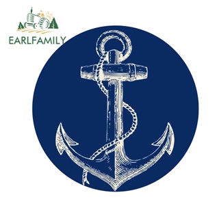 Earlfamily สติกเกอร์ไวนิล ลายโลโก้สมอเรือ กันน้ํา กันรอยขีดข่วน สําหรับติดตกแต่งหน้าต่างรถยนต์ 13 ซม. x 12.9 ซม.