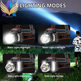 [Anifcas.th] ไฟฉายสวมศีรษะ LED 350LM XPE 800mAh ชาร์จ USB 4 โหมด IPX4 กันน้ํา