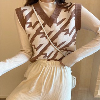 Xiaoxiangfeng Bud Core Yarn MC เสื้อกั๊ก คอสูง ทรงสลิมฟิต ขนาดเล็ก สีตัดกัน แฟชั่นฤดูใบไม้ร่วง ฤดูหนาว 1018