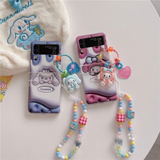 เคสโทรศัพท์มือถือ PC แบบแข็ง ฝาพับ ลายการ์ตูน Melody Cinnamoroll สําหรับ Samsung Galaxy Z Flip 3 Z Flip 4 W23 ZFlip3 ZFlip4