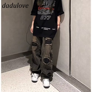 DaDulove💕 New American Street Hip Hop Ripped Jeans High Waist Loose Wide Leg Pants Large Size Trousers