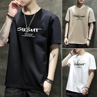 เสื้อยืดแขนสั้นลําลอง เข้ารูป พิมพ์ลาย แฟชั่นฤดูร้อน สไตล์เกาหลี สําหรับผู้ชาย 2023