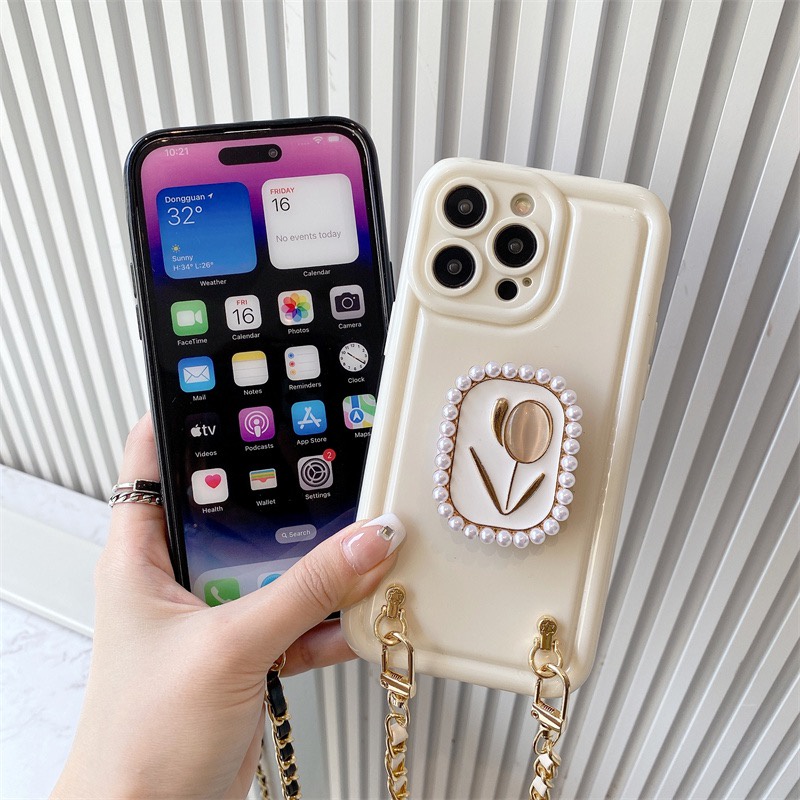 เคสโทรศัพท์มือถือหนังนิ่ม-ลายดอกทิวลิป-พร้อมสายคล้อง-สําหรับ-iphone-14-13-12-11-pro-max-xsmax-xr-x-xs-7-8-plus