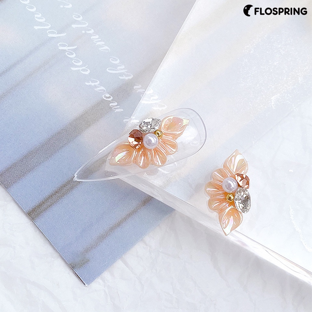 flospring-ไข่มุกเทียมเรซิ่น-รูปดอกไม้-3d-แวววาว-หลากสี-สําหรับตกแต่งเล็บ-diy-10-ชิ้น