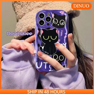 เคสโทรศัพท์มือถือ ลายลูกแมวสีม่วง สีดํา สําหรับ iphone14promax 13 12 11 XR XS X XSMAX 7 8PLUS DINUO