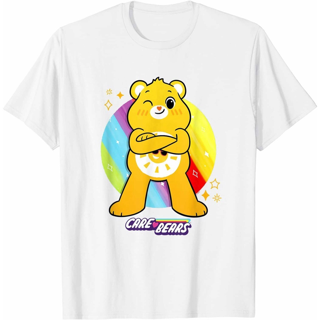 ขายเสื้อยืดผู้ชาย-เสื้อยืดคอกลม-summer-youth-fitness-tops-new-arrival-care-bears-unlock-the-magic-funshine-bear-funny-vi