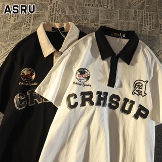 ASRV เสื้อยืดผู้ชายผู้ชายแขนห้าส่วนอินเทรนด์มาตรฐานญี่ปุ่นฮาราจูกุ 2023 เสื้อโปโลเยาวชนที่นิยมขี้เกียจฤดูร้อนใหม่ทั้งหมดตรงกับอินเทรนด์ด้านบน