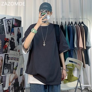 Zazomde เสื้อยืด ผ้าฝ้าย โอเวอร์ไซซ์ สไตล์ญี่ปุ่น ฮาราจูกุ วินเทจ หลากสี แฟชั่นฤดูร้อน สําหรับผู้ชาย ไซซ์ M-5XL