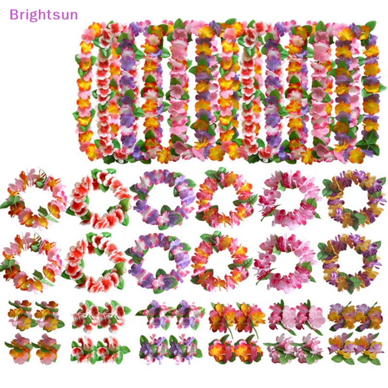 brightsun-4-ชิ้น-เซต-ดอกไม้ฮาวาย-leis-พวงมาลัยสร้อยคอ-diy-ตกแต่งชุดแฟนซีปาร์ตี้ใหม่