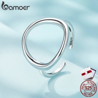 Bamoer แหวนเงิน 925 แบบเปิด เรียบง่าย สําหรับผู้หญิง คู่รัก SCR919
