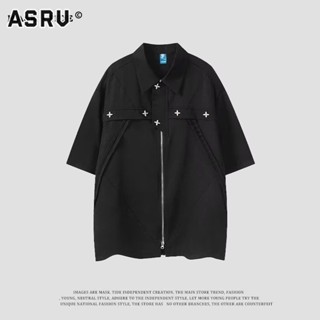 ASRV เสื้อเชิ้ตแขนสั้นผู้ชายสไตล์ญี่ปุ่นสไตล์ขี้เกียจใหม่แฟชั่นหลวมเสื้อเชิ้ตกระดุมดาว