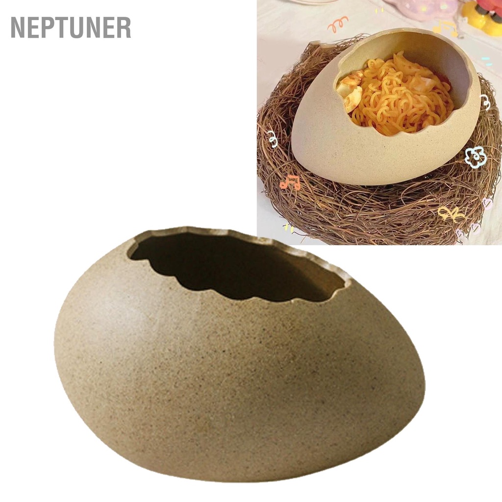 neptuner-creative-ชามบะหมี่กึ่งสำเร็จรูปชามรูปเปลือกไข่เซรามิกสำหรับไอศกรีมขนมหวานซุปข้าวเครื่องล้างจานปลอดภัย