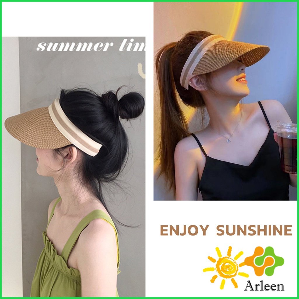 arleen-หมวก-สานครึ่งหัว-หมวกสานกันแดด-สไตล์เกาหลี-sun-hat