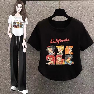 [Fashion Recommendation] เสื้อยืดแขนสั้น คอกลม ผ้าฝ้ายแท้ พิมพ์ลายการ์ตูนน่ารัก เข้ากับทุกการแต่งกาย แฟชั่นฤดูร้อน สําหรับผู้หญิง