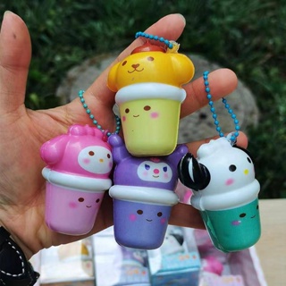 พวงกุญแจ Sanrio Kawaii Squishy พวงกุญแจการ์ตูน MyMelody Kuromi Cinnamoroll Pochacco คลายเครียด บีบ Fidget เด็ก จี้กระเป๋า ของขวัญเด็ก 4 แบบ