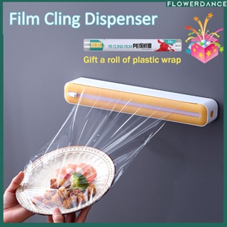 Cling Film Dispenser เครื่องห่อพลาสติกพร้อมคัตเตอร์ ติดตู้เย็น ติดถ้วยดูด ติดกับดอกไม้ตั้งโต๊ะ