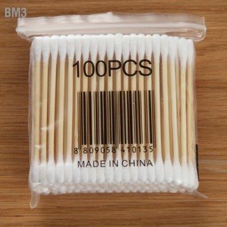 BM3 100pcs Cotton Swabs Double End สำลีนุ่มแบบใช้แล้วทิ้งสำหรับแต่งหน้าถอดทารก