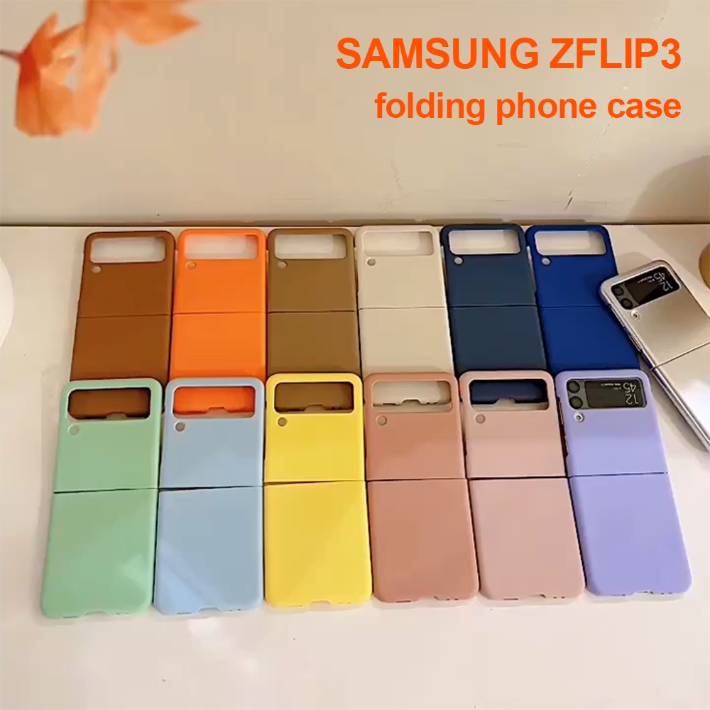 เคสโทรศัพท์มือถือหนัง-ฝาพับ-pc-กรณีโทรศัพท์มือถือสีทึบ-สําหรับ-samsung-galaxy-zflip3