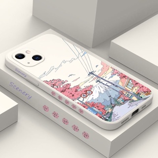 เคสโทรศัพท์มือถือ แบบนิ่ม ลายอนิเมะ Scenery Sunset สําหรับ iPhone 14 13 12 11 Pro Max Mini XS X XR Max SE 2020 7 8 Plus 14 Plus