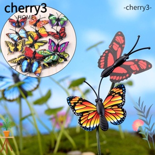 Cherry3 โมเดลแมลงจําลอง พลาสติก รูปผีเสื้อ สร้างสรรค์ สําหรับตกแต่งบ้าน 10 ชิ้น ต่อชุด